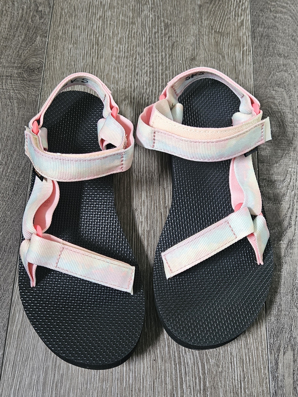 Teva Women's Pink Tie-Dye Strap Sandals with Black Footbed